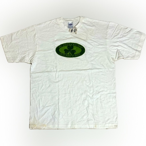 VTG 2001 NWT ST PATRICKS DAY OLD NAVY T-SHIRT WHITE GREEN L LARGE HOLIDAY CASUAL - Picture 1 of 3